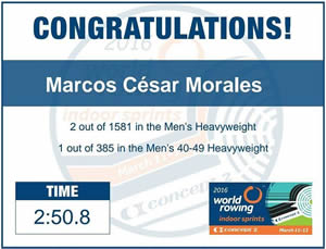 Marcos César Morales subcampeón del World Rowing indoor sprints